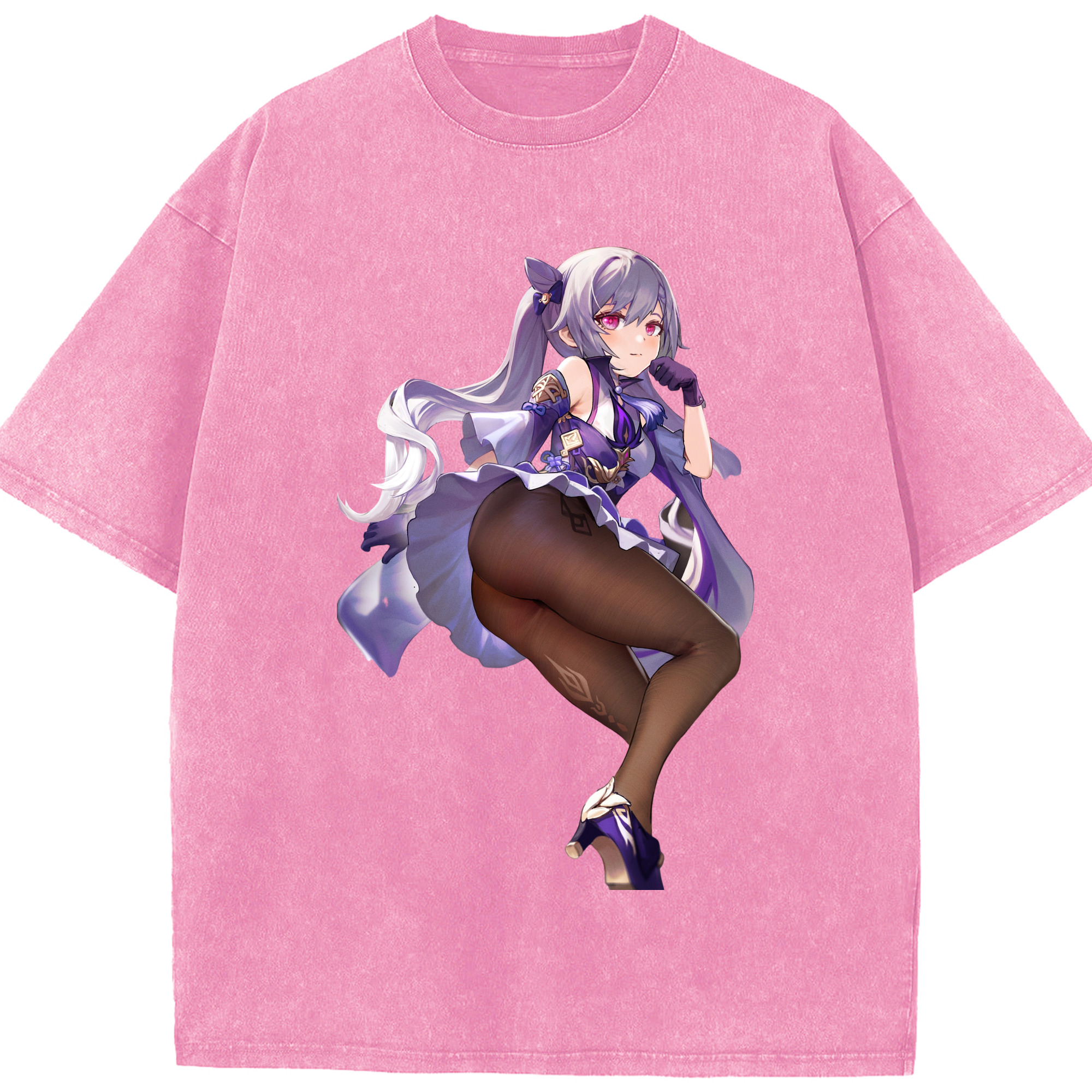 げんし神 刻晴 こくせい genshin Kokusei 綿100% ヴィンテージ風 半袖Tシャツ（フロントプリント）